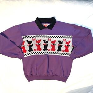 Vintage Justin Allen Scottie Dog Collar Sweatshirt Purple Women’s M cottagecore